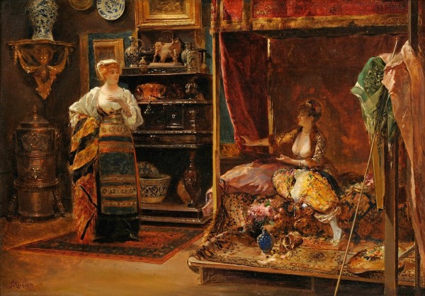 In the studio of the artist by Edouard Frederic Wilhelm Richter